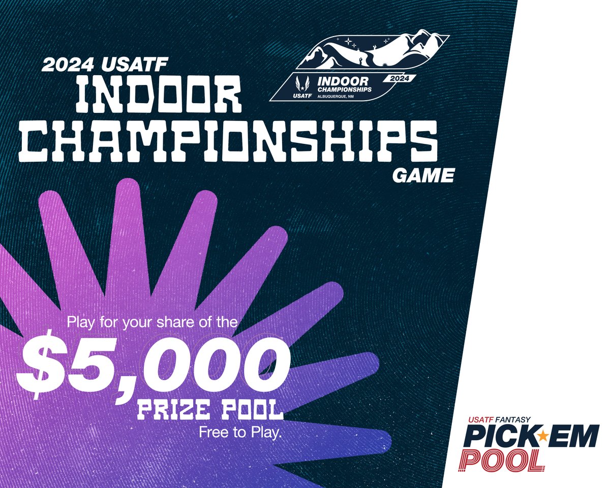 Make your picks ✔️

The USATF Fantasy Indoor Champs game is here and free to play!  Predict and compete for your chance to win your share of the $5,000 prize pool! Entries close 2/17/24 at 2:30 p.m. ET.  

Eligibility restrictions apply.  See usatf.org/pickem for details.