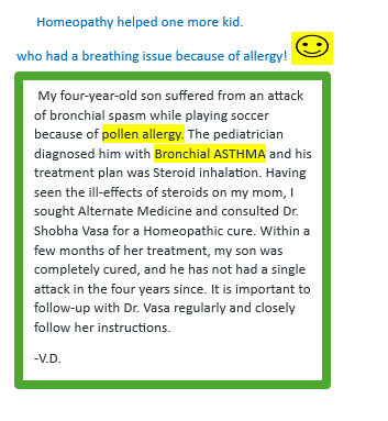 dfwhomeopath's tweet photo. Homeopathy helped one more kid.
who had a breathing issue because of allergy! https://t.co/5UcT6gaEDa