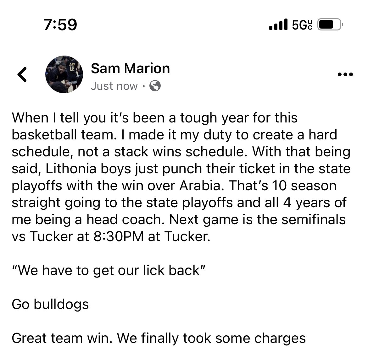 Proud of my guys. Let’s go bulldogs