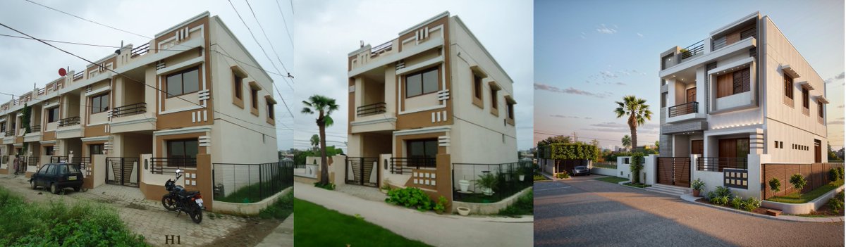 chandan4_'s tweet image. fun with AI house front elevation #ArchitectureAI