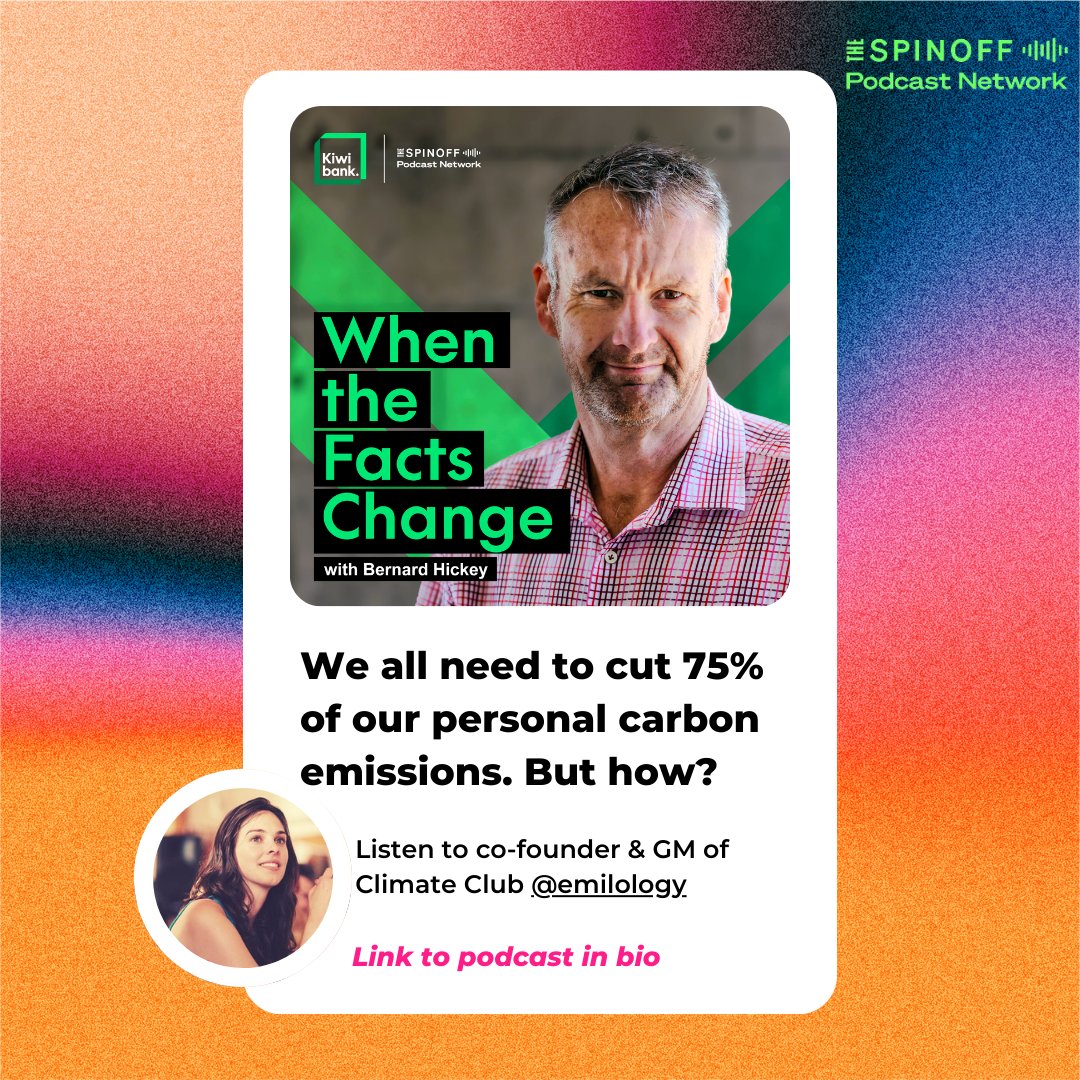 We were so excited to hear <a href="/emilology/">Emily Mabin Sutton</a> speak on the Spinoff podcast "When the Facts Change"! She talks about her personal 2024 goal to keep her emissions below 2T, and how we can make that easy &amp; realistic for everyone. Listen here! 👇
open.spotify.com/episode/3ULJWv…