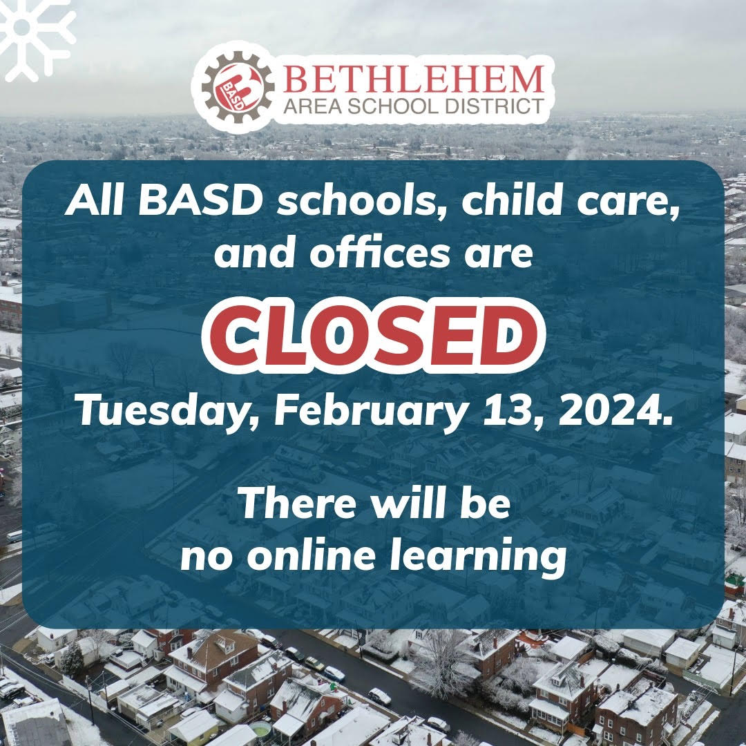 This is a tough call, but given the timing of the storm, the range of accumulation totals, and municipal snow emergencies--let's err on the side of safety.  <a href="/BethlehemAreaSD/">BASD</a> ❄️