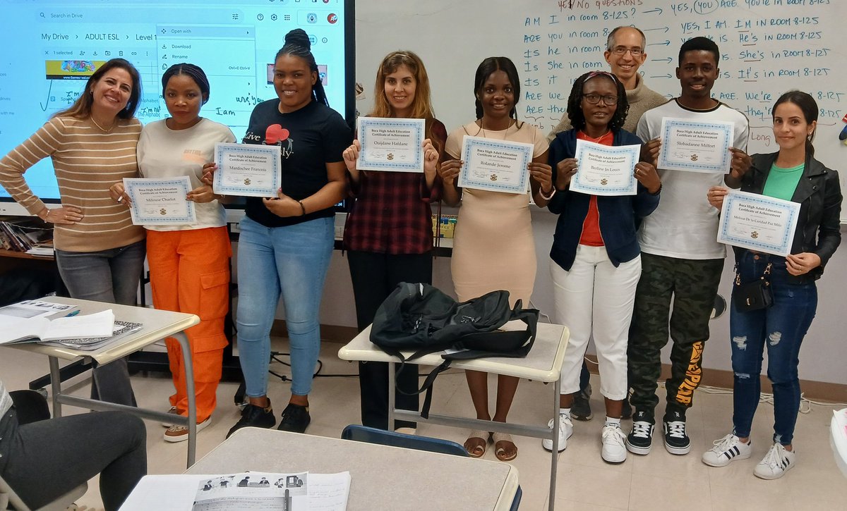Way to go Mr. Serrano for recognizing these students in your ESOL Level 1 and 2 class! Their excellent attendance and effort will pay off #ShowingUpMatters #AdultEdMatters