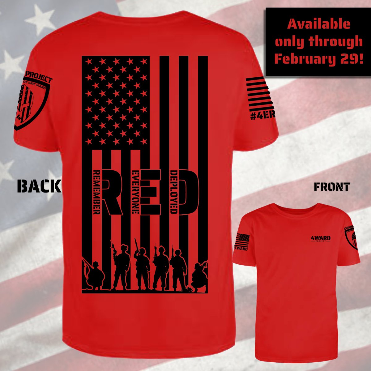 Red Fridays are to support troops that are deployed! Limited T-Shirt/Hoodie of the Month: Remember Everyone Deployed - only available until Feb 29 at 4WARDproject.com/store.html. Our mission is to honor our son, Eric Ward, who was lost to military suicide on 8/22/16 and #end22aday.