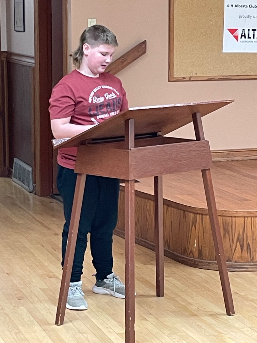 Here we go! Our first presenter at Namao 4-H Trail Busters; Junior Speech “Football Frenzy” <a href="/AltaLink/">AltaLink</a> <a href="/4halberta/">4-H Alberta</a>