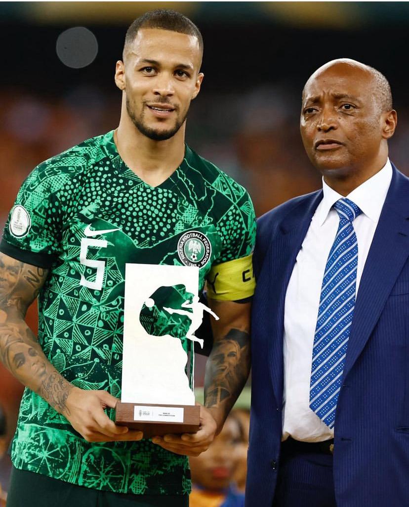 FabrizioRomano's tweet photo. 🇳🇬 William Troost-Ekong, voted as AFCON best player after playing every minute of every game and scoring 4 goals.

There’s concrete possibility to move to Saudi Pro League in the summer as interest is real and strong, as revealed last week. https://t.co/zFvOm1kNy1