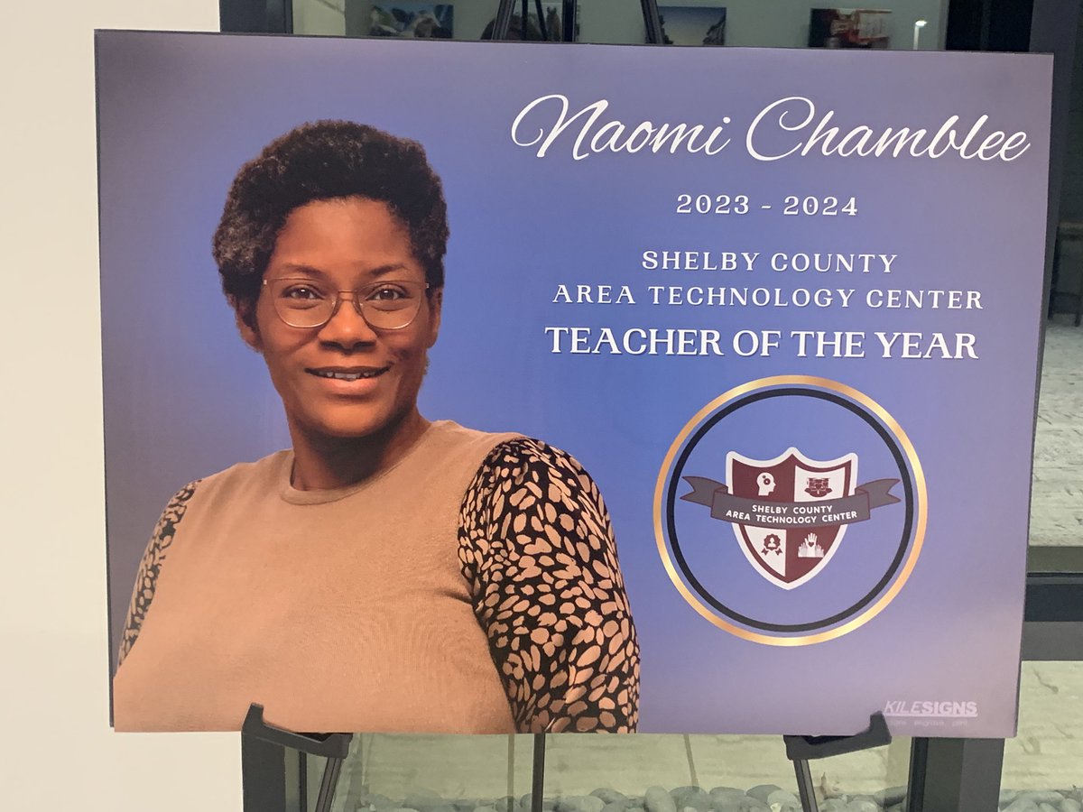 This evening we honored the 23-24 Shelby County Area Technology Center Teacher of the Year Ms. Naomi Chamblee! We are thankful for all that you fo for our students and school! Congratulations Ms. Chamblee!  #itswhereyoubelong #teacherlife #teacheroftheyear