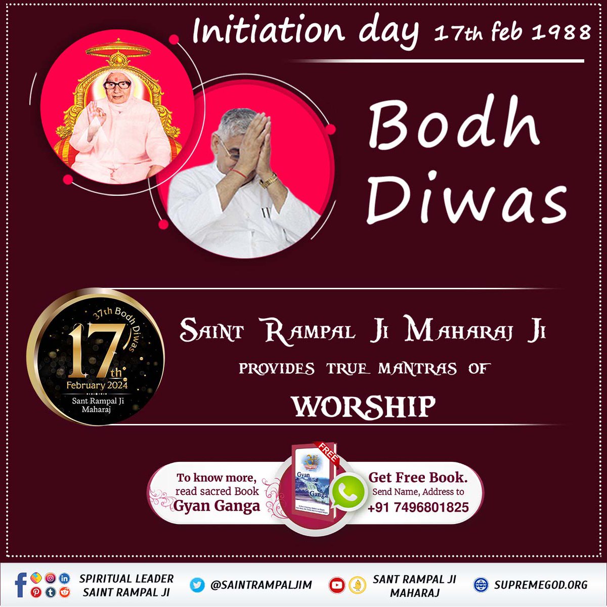 Thaper5Ashish's tweet photo. #17Feb_SantRampalJi_BodhDiwas
17th February is the enlightenment day of world conqueror Sant Rampal Ji Maharaj.
  Whose knowledge of spiritual elements will bring an atmosphere like Satyayug in the entire world.

4Days Left For Bodh Diwas https://t.co/itVJfkoKPM