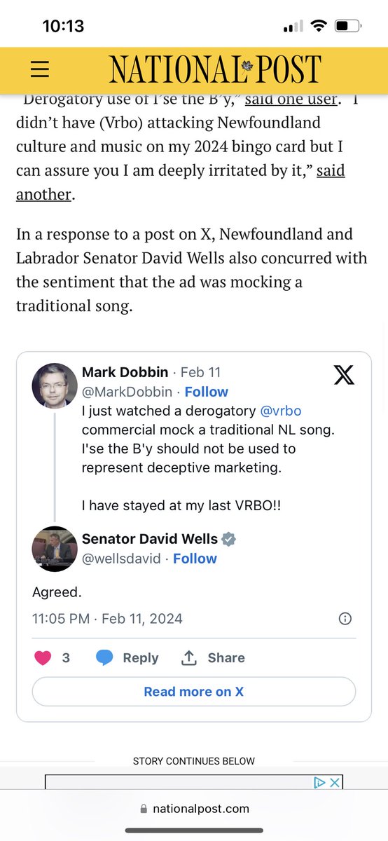 Great work everyone 😅  @JimCaseNL @MarkDobbin @TCAR_GovNL @FureyAndrew  @rfwbarrett  @wellsdavid

Thanks @nationalpost @CTVNews for covering 🩷  #vrbo #Superbowl #nlpoli