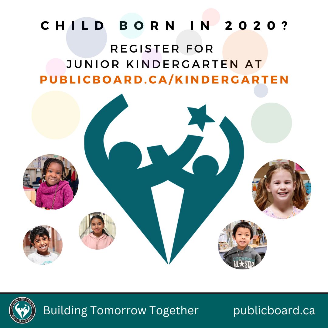 If you have a child who was born in 2020 it is time to register for Junior Kindergarten! Visit publicboard.ca/kindergarten to learn more and register. You can also attend our Kindergarten Open Houses on February 21st from 5 to 7 pm. We can’t wait to meet you and your little one!