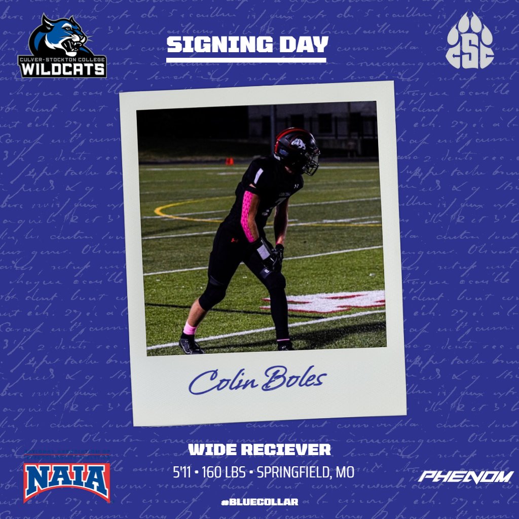 Shem Johnson Head Football Coach/Head T&F Coach (@chsfootball10) on Twitter photo Big Congrats goes out to <a href="/colin_evan5/">Colin Boles</a> for signing his commitment to play and continue acedemically <a href="/CSCwildcatsFB/">Culver Football</a> Thank <a href="/CoachMelton_CSC/">RJ Melton</a>
<a href="/Central_AD/">Central (SPFD) High School Athletics</a> <a href="/OzarksOzone/">Ozarks Sports Zone</a> <a href="/springfieldNL/">News-Leader</a> <a href="/969TheJOCK/">The Jock 96.9, 99.9 & AM 1060</a> <a href="/PitCentralHS/">*The Pit* @ THE Central High School</a> Big Congrats goes out to <a href="/colin_evan5/">Colin Boles</a> for signing his commitment to play and continue acedemically <a href="/CSCwildcatsFB/">Culver Football</a> Thank <a href="/CoachMelton_CSC/">RJ Melton</a>
<a href="/Central_AD/">Central (SPFD) High School Athletics</a> <a href="/OzarksOzone/">Ozarks Sports Zone</a> <a href="/springfieldNL/">News-Leader</a> <a href="/969TheJOCK/">The Jock 96.9, 99.9 & AM 1060</a> <a href="/PitCentralHS/">*The Pit* @ THE Central High School</a>