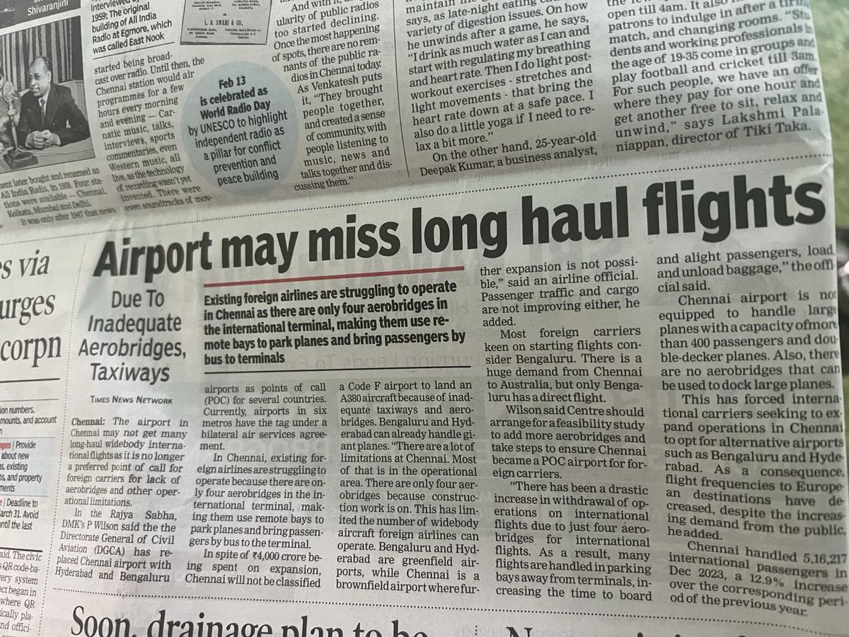Habibws1's tweet photo. 🛫🛬 @ChennaiAirport faces a crucial limitation with only four aerobridges, impacting its ability to meet the rising demand for international flights. This shortfall hampers connectivity, economy, and tourism potential. Let's support #ChennaiAirport to soar higher! #I https://t.co/JLsaOZ0LfJ