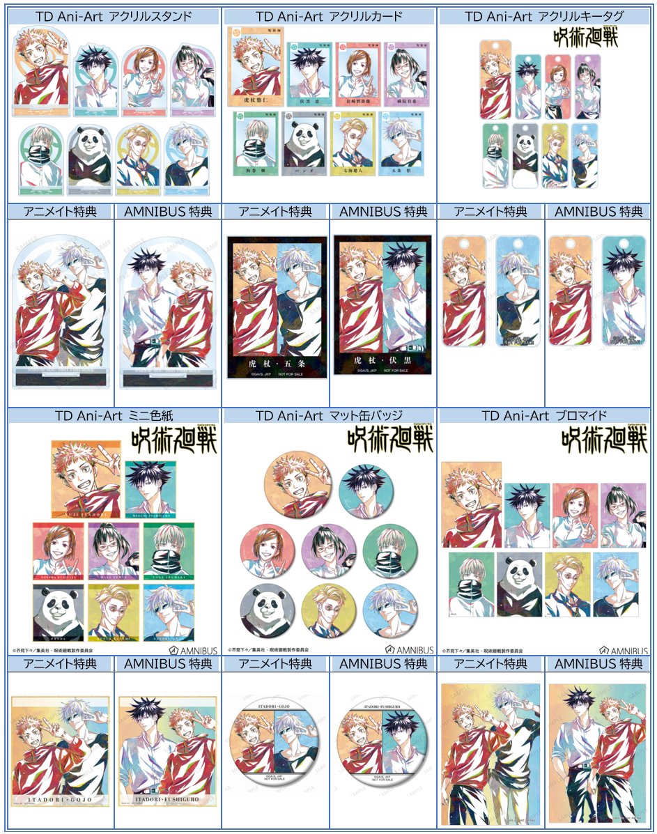 グッズ情報】 『呪術廻戦』Ani-Artトレーディンググッズの限定特典を