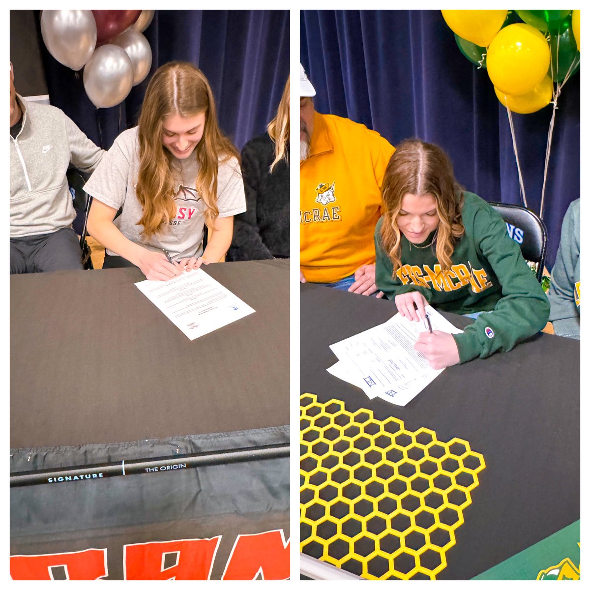 swhsgirlslax's tweet photo. Another great day to be a Spartan, 2 extraordinary student athletes signed collegiately! Congratulations to Presley Helton for signing to Transylvania University &amp; Faith Duff for signing to Lees McRae College! We are so proud of you &amp; wish you both the best! Keep being great! 🥍 https://t.co/3CGKgdAdJa
