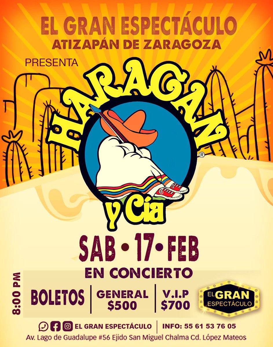 ElHaraganyCia's tweet photo. ¡Siempre haraganes, siempre rockeando y que mejor que con toda la banda haragana de #AtizapanDeZaragoza, boletos a la venta en la taquilla de El Gran Espectáculo + info 🎫 55 61 53 76 05 📲 FALTAN POCOS DÍAS, NO TE QUEDES FUERA! https://t.co/7oNwUtyc4k
