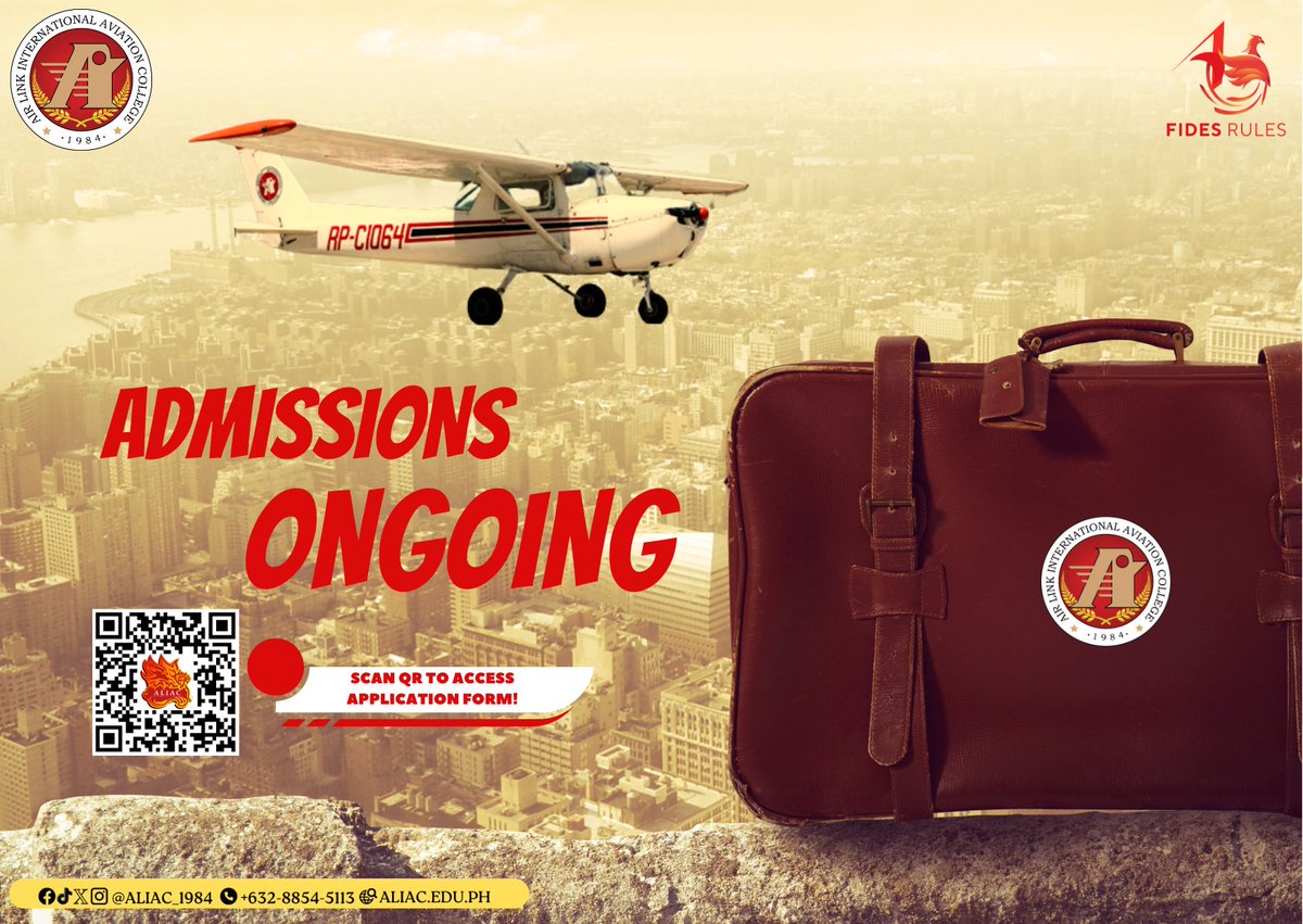 ALIAC_1984's tweet photo. Unlock your potential with ALIAC! 

Admissions ongoing – Enroll in ALIAC today and soar towards a brighter future! ✨✈️

Visit our website: https://t.co/7A54YNGyZj
We are now accepting applicants for AY 2024-2025
You may apply through this link: https://t.co/VNPe9Vb3WM https://t.co/E3ULA6vFxM