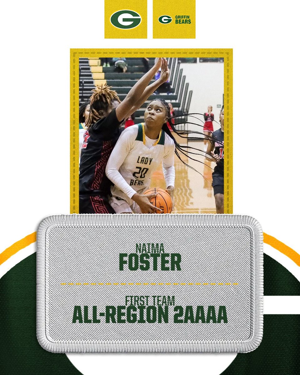 Congratulations to <a href="/Griffin_WBB/">Griffin Lady Bears</a> Freshman Forward Naima “Nemo” Foster for being named First Team All-Region 2AAAA.

#WeAreGriffin #4TheG