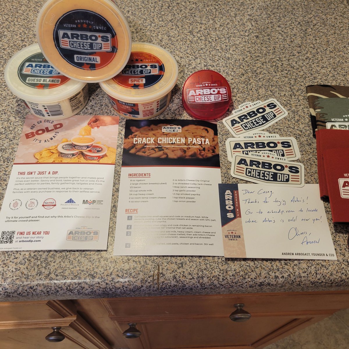 CaseyTeele's tweet photo. Arbos Cheese Dip gifted me with 3 amazing dips to try out for the Superbowl. What an amazing tailgate appetizer meal with the staff for Superbowl weekend! The Queso Blanco was my favorite, but everyone else loved the spicy. #tryazon #arboscheesedip #veteranowned https://t.co/OSMStvwweT