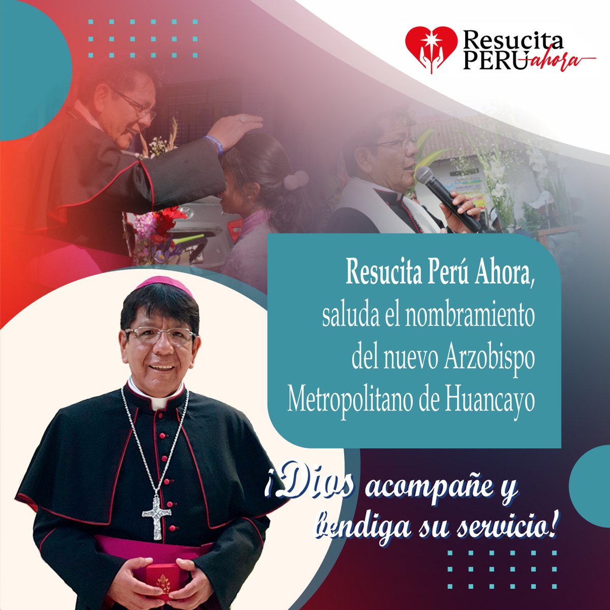 📌Resucita Perú Ahora, felicita a 𝐌𝐨𝐧𝐬𝐞𝐧̃𝐨𝐫 𝐋𝐮𝐢𝐬 𝐀𝐥𝐛𝐞𝐫𝐭𝐨 𝐇𝐮𝐚𝐦𝐚́𝐧 𝐂𝐚𝐦𝐚𝐲𝐨, 𝐎.𝐌.𝐈. por su nombramiento como Arzobispo Metropolitano de Huancayo. ¡Que Dios guíe y bendiga su servicio pastoral! 🙏