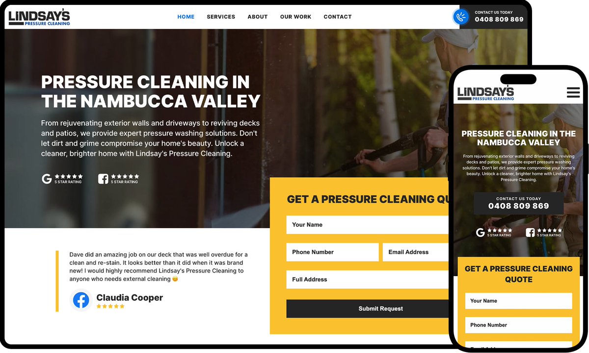 KCWebDesignAU's tweet image. Check out the website we created for Lindsay&apos;s Pressure Cleaning.

👉🏻 kcwebdesign.com.au/client/lindsay…
