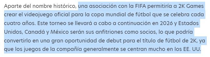 GaboGamesYT's tweet photo. Sería la oportunidad perfecta para el desarrollo de un nuevo juego por parte de 2K Games basado en la Copa Mundial 2026. 
No serían necesarias las demás licencias mientras tengan las selecciones que compitan, y de eso se encargaría la FIFA 🤯 https://t.co/96jIGQM1ff