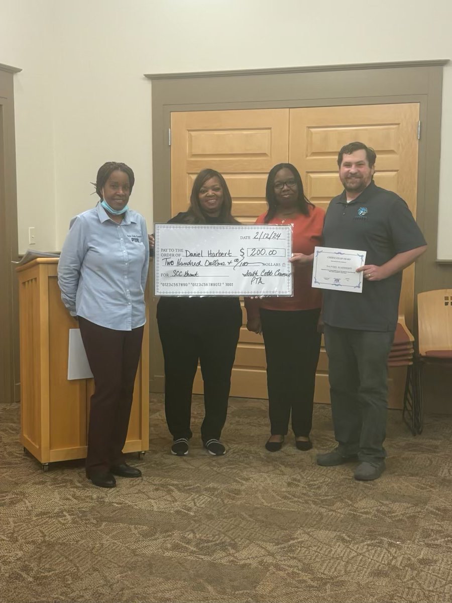 I honored to have been chosen as one of 6 recipients of the South Cobb Council PTA Teachers Grant for the 2023-2024 academic school year!