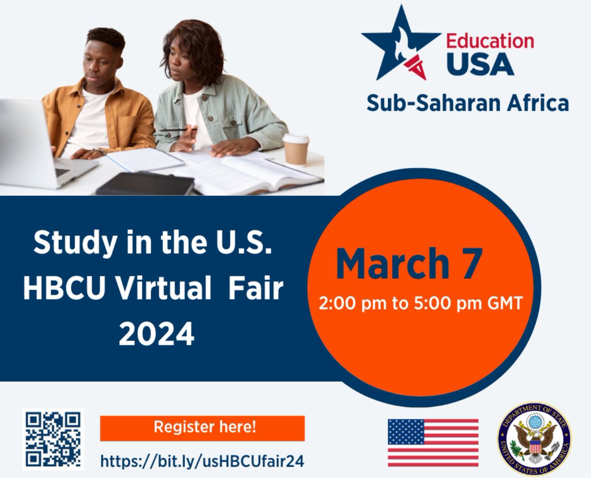 EducationUSA is hosting an HBCU Virtual College Fair for international students interested in studying in the U.S. The deadline to register is Tuesday, February 27, 2024.

Please use this link (lnkd.in/dGvDqkat) to register for the event.