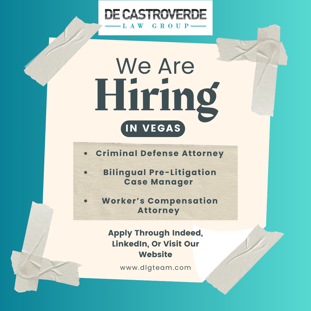 Interested in joining our De Castroverde Law Group family?! We're hiring talented individuals who are ready to make a difference. Be a part of something extraordinary! . . #OpportunityKnocks #NowHiring #dlgteam #SpanishSpeakers