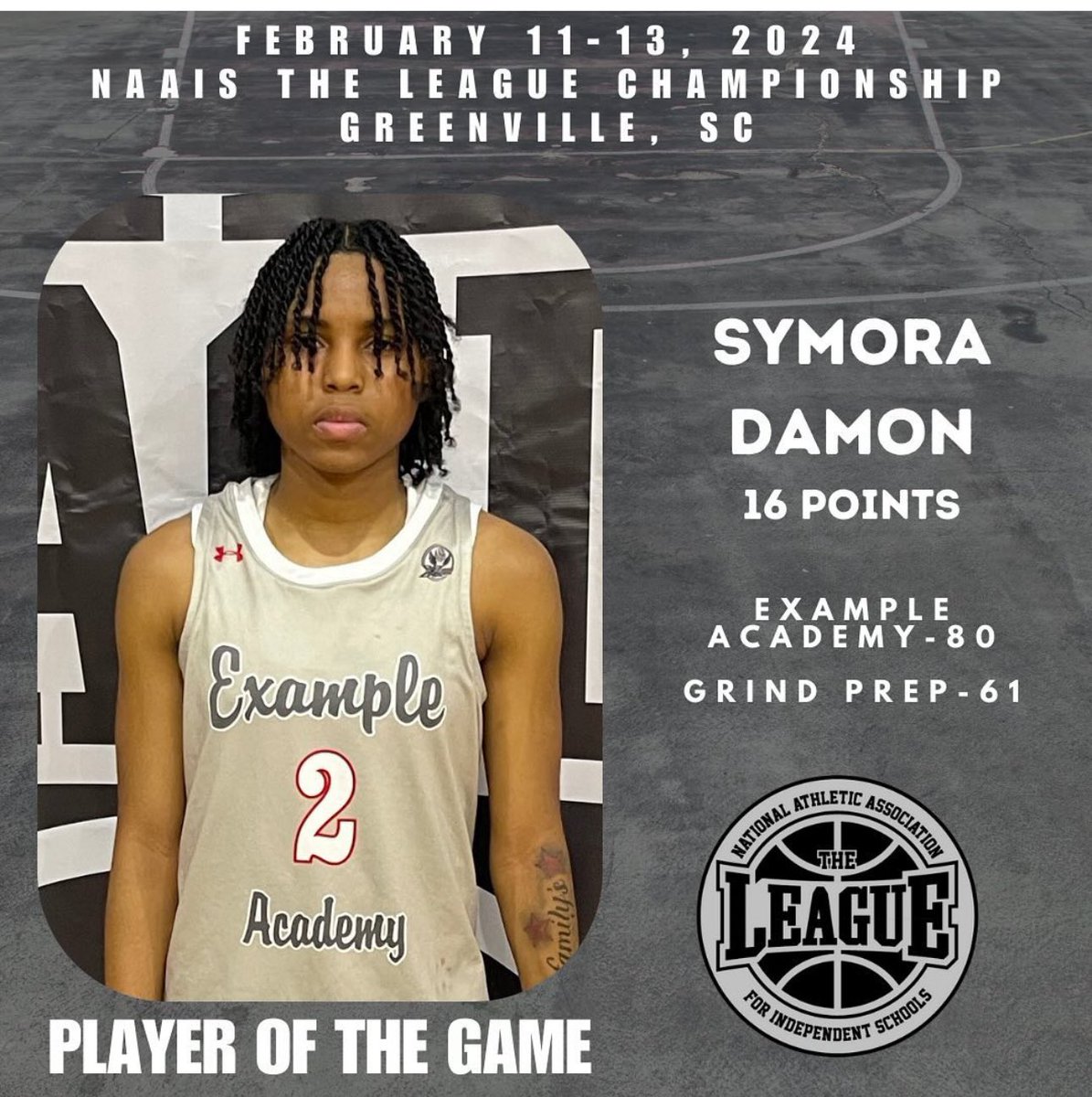 Example Academy (@example_academy) on Twitter photo National Team pulled out the Win and moved on to the Championship Game of “The League” Finals in Greenville South Carolina! Freshman Symora Damon Player of the Game. 🦅 #AcademyBusiness National Team pulled out the Win and moved on to the Championship Game of “The League” Finals in Greenville South Carolina! Freshman Symora Damon Player of the Game. 🦅 #AcademyBusiness