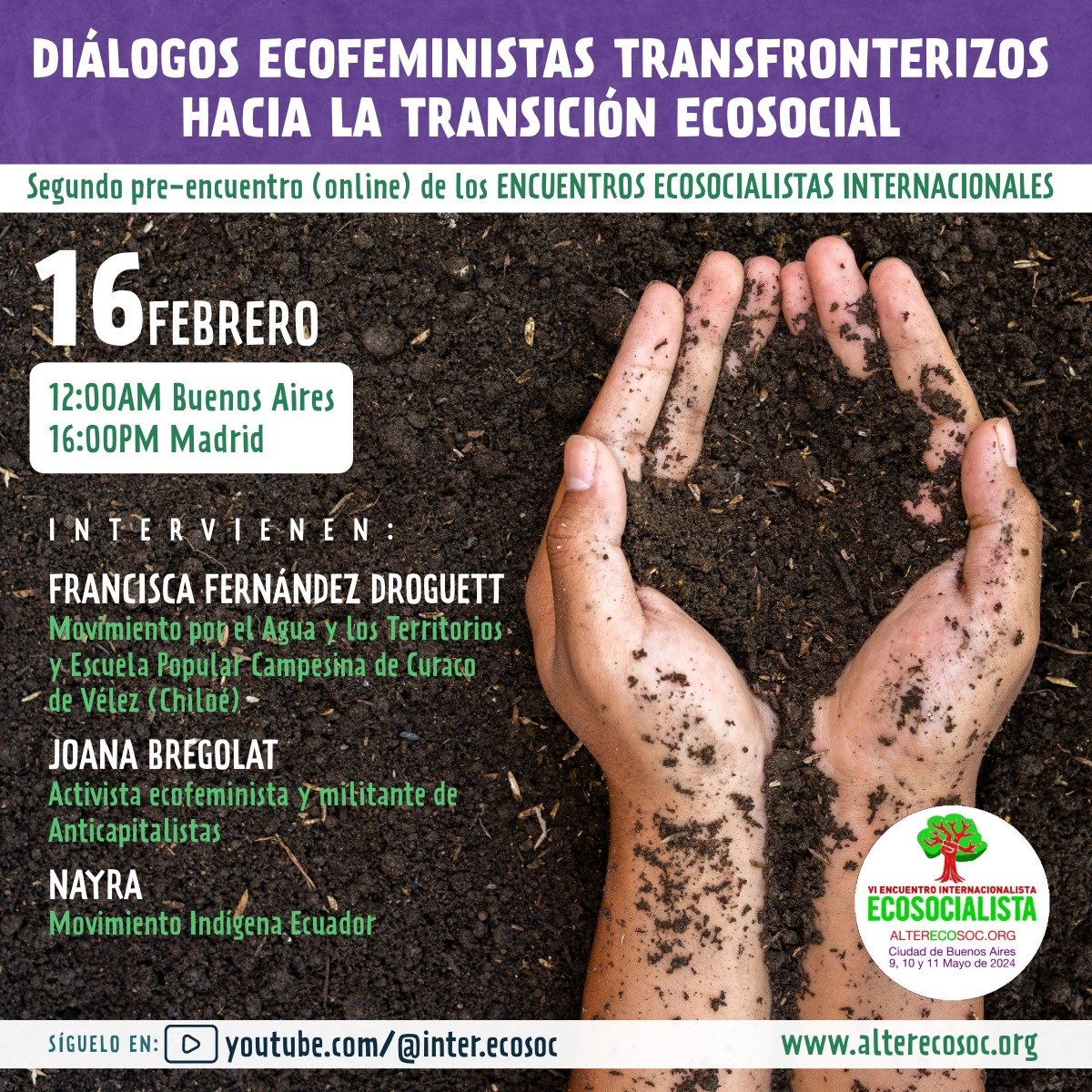 Para profundizar el debate sobre la transición ecosocial desde una mirada ecofeminista, compañeras de AL y Europa nos invitan a seguir con el problema, conocer y buscar juntes alternativas desde la perspectiva de los cuidados.

¡Nos vemos!