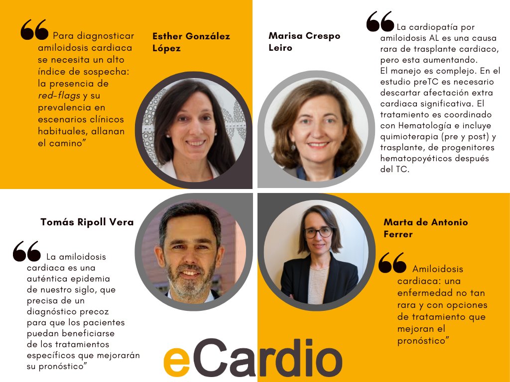 🚨Arranca la segunda jornada de #eCardio24, dedicada a la insuficiencia cardiaca. ⭕Esther González, Marisa Crespo, Tomás Ripoll y Marta de Antonio realizan una actualización en amiloidosis, ¿qué debo saber para diagnóstico, tratamiento y seguimiento? Si te lo perdiste,…