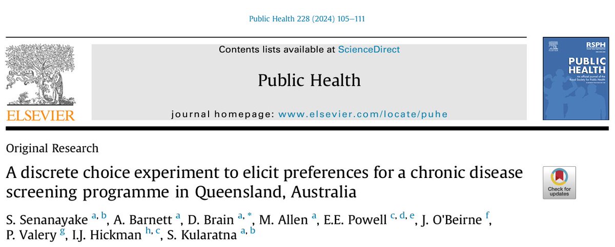 New research reveals Australians strongly prefer accurate and nurse-led chronic disease screenings. @sanjee48 @aidybarnett @David_C_Brain @AusHSI doi.org/10.1016/j.puhe… #DCE #ScreeningPreferences #NurseLedCare