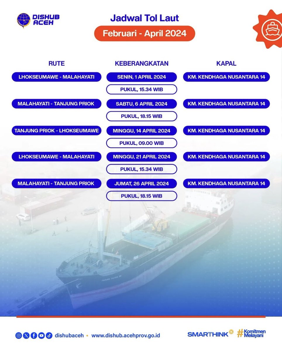dishub_aceh's tweet photo. Salam #RakanModa!
Layanan angkutan barang di laut (Tol Laut) tahun 2024 sudah beroperasi, Iho.Kapan aja ya jadwalnya? Cek info berikut!
#dishubAceh
#TolLaut https://t.co/gQVem3pshG