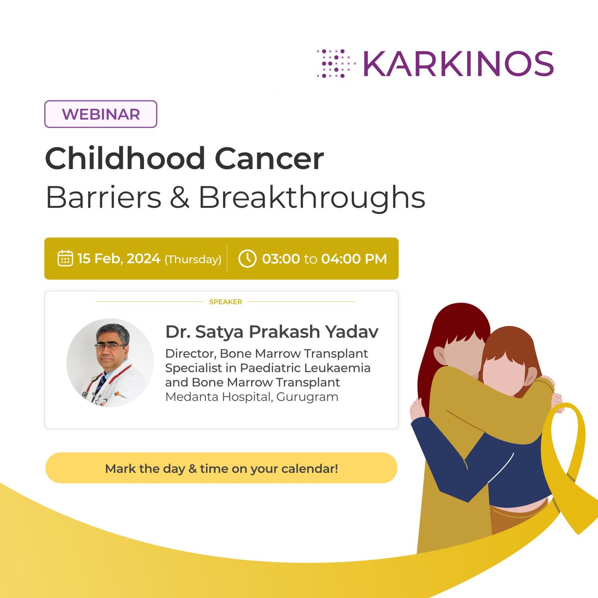 karkinoshealth's tweet image. Join us for a critical discussion on childhood cancer, led by Dr. Satya Prakash Yadav, Director, Medical &amp;amp; Haemato Oncology Cancer Institute, @medanta  Hospital, Gurugram. 

📅 15 Feb, 2024 | 📷 3.00 to 4.00 PM  

Register Now: docs.google.com/forms/d/e/1FAI…