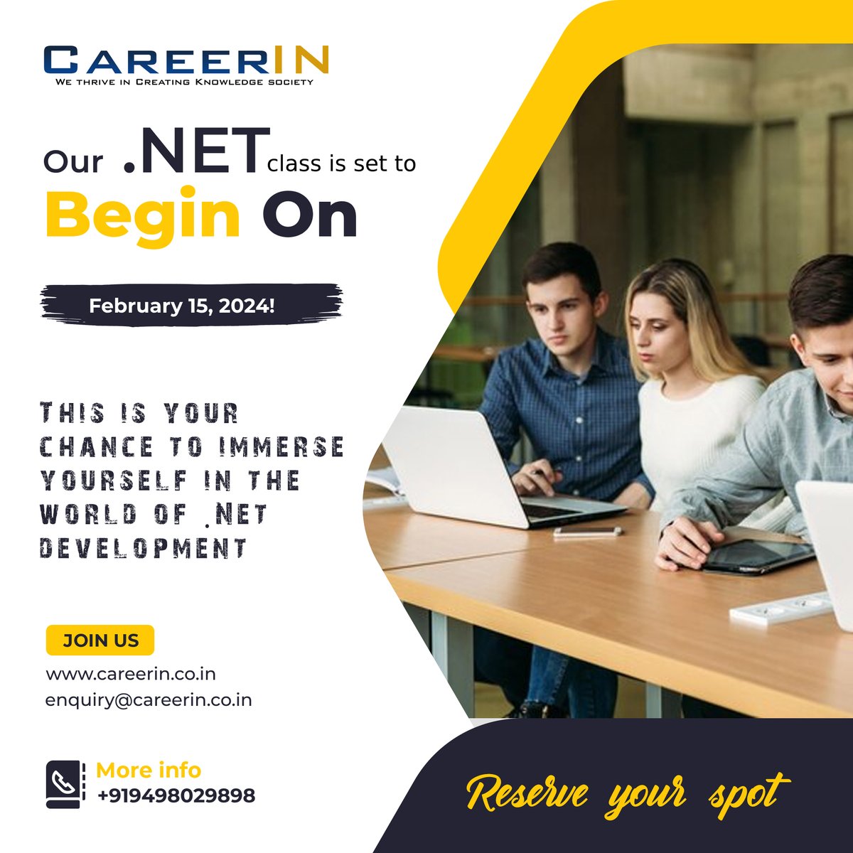 careerinngl1's tweet image. "Are you prepared to ameliorate your coding capability?
Enroll in our extensive .NET course and become proficient in crafting robust applications. Register today to get started!"
🌐 careerin.co.in
#careerin #dotnetcourse #softwarecourses #nagercoil