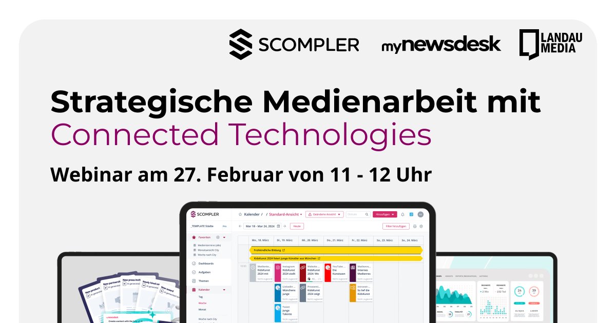 So geht strategische Medienarbeit in 2024! Im Webinar am 27. Februar zeigen Scompler, Landau Media und Mynewsdesk, wie spezialisierte Lösungen Ihre Medienarbeit von der Planung bis zur Analyse themenzentriert gestalten. Jetzt kostenlos anmelden 👉 hubs.ly/Q02kGX_R0