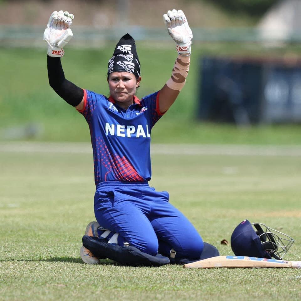 Historic Achievement: Rubina Chhetri becomes the first female cricketer from Nepal to score century in T20I. ❤️🇳🇵 #Congratulations #RubinaChhetri #NepalCricket #NepalWomensCricket 

Pic. CAN