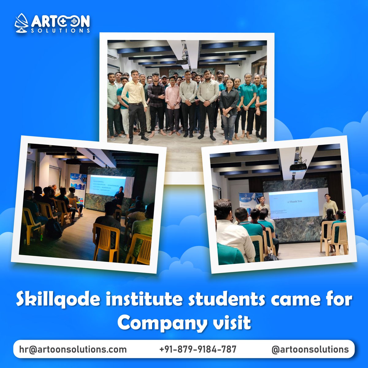 Excited to welcome SkillQode Institute students for an office visit! 

#institute #visit #knowledgeexchange #innovation #futureInnovators #studentsupport #officevisit #visit #itcompany #artoonsolutions