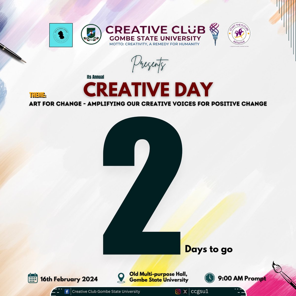 ccgsu1's tweet photo. *The countdown continue* , CCGSU's *Creative day* is  2 days to go! 

#CCGSU
#creativeday
#GSU https://t.co/KCFtQW5zwJ