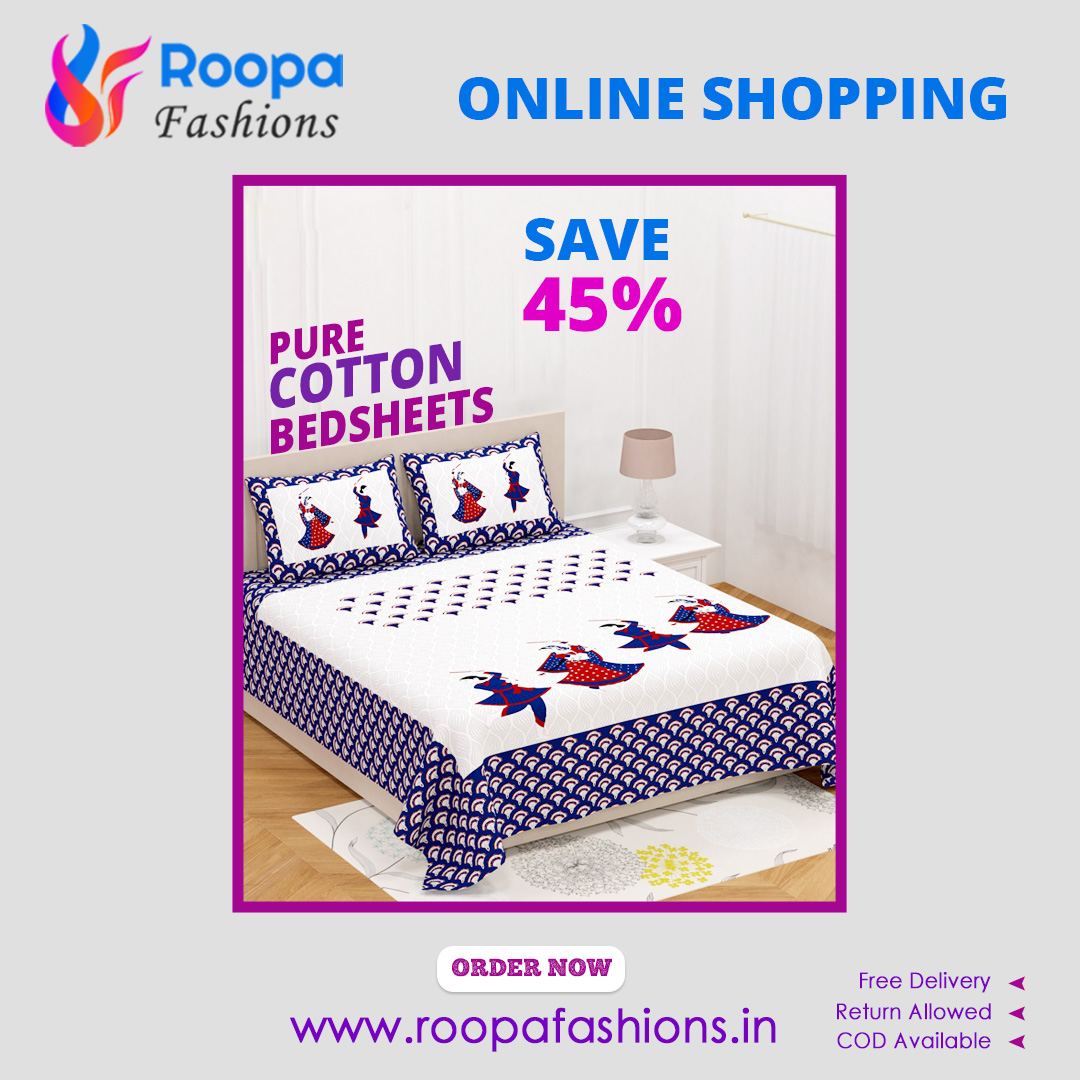 RoopaFashions's tweet photo. ROOPA FASHIONS Cotton Bedsheets #bedsheets #bedsheetset @ https://t.co/XCTwoj8WiR
now 45%o ff.
Use code NEWREG12 coupon and avail Extra 12% OFF
@ https://t.co/XCTwoj8WiR
Call / WhatsApp: +91 91822 10275
E-mail: help@roopafashions.in
Instagram: https://t.co/7OU9fD5MvS https://t.co/VwwiBMy0cv