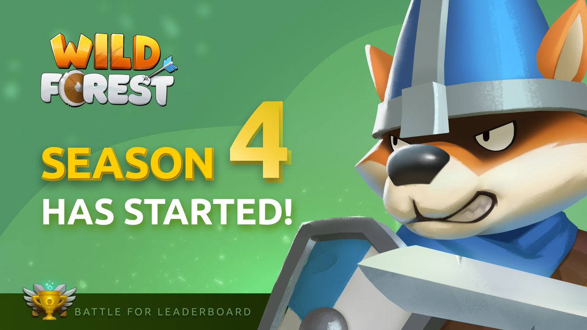SEASON 4 HAS STARTED! 
A new season of action-packed battles and epic rewards is here! 

Start your 10-days quest right now to receive Premium Battle Pass and play daily for your chance to win big at the end of the Season😎

#PlayWildForest #Web3Gaming #Web3Games