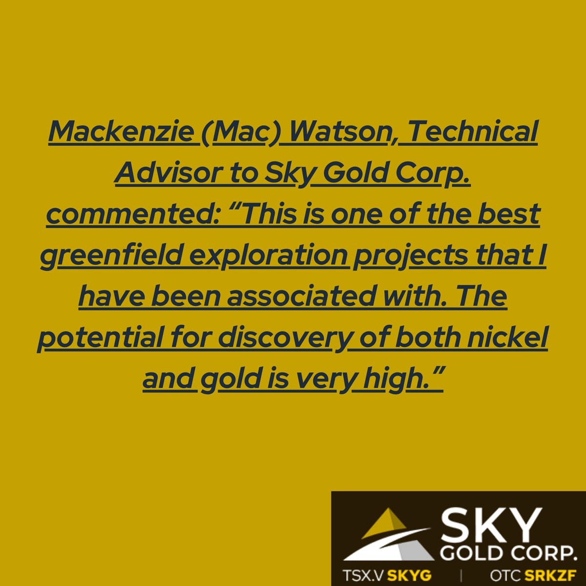 SKY GOLD CORP. DEFINES MULTIPLE HIGH-QUALITY TARGETS ON ITS SHEBANDOWAN NI-CU-CO-PGE PROPERTY IN NORTHWESTERN ONTARIO / Part 1 skygoldcorp.com/latest