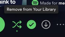 Really <a href="/Spotify/">Spotify</a> ? Green checkmark to remove a playlist from my library? Great UX 🤦‍♂️