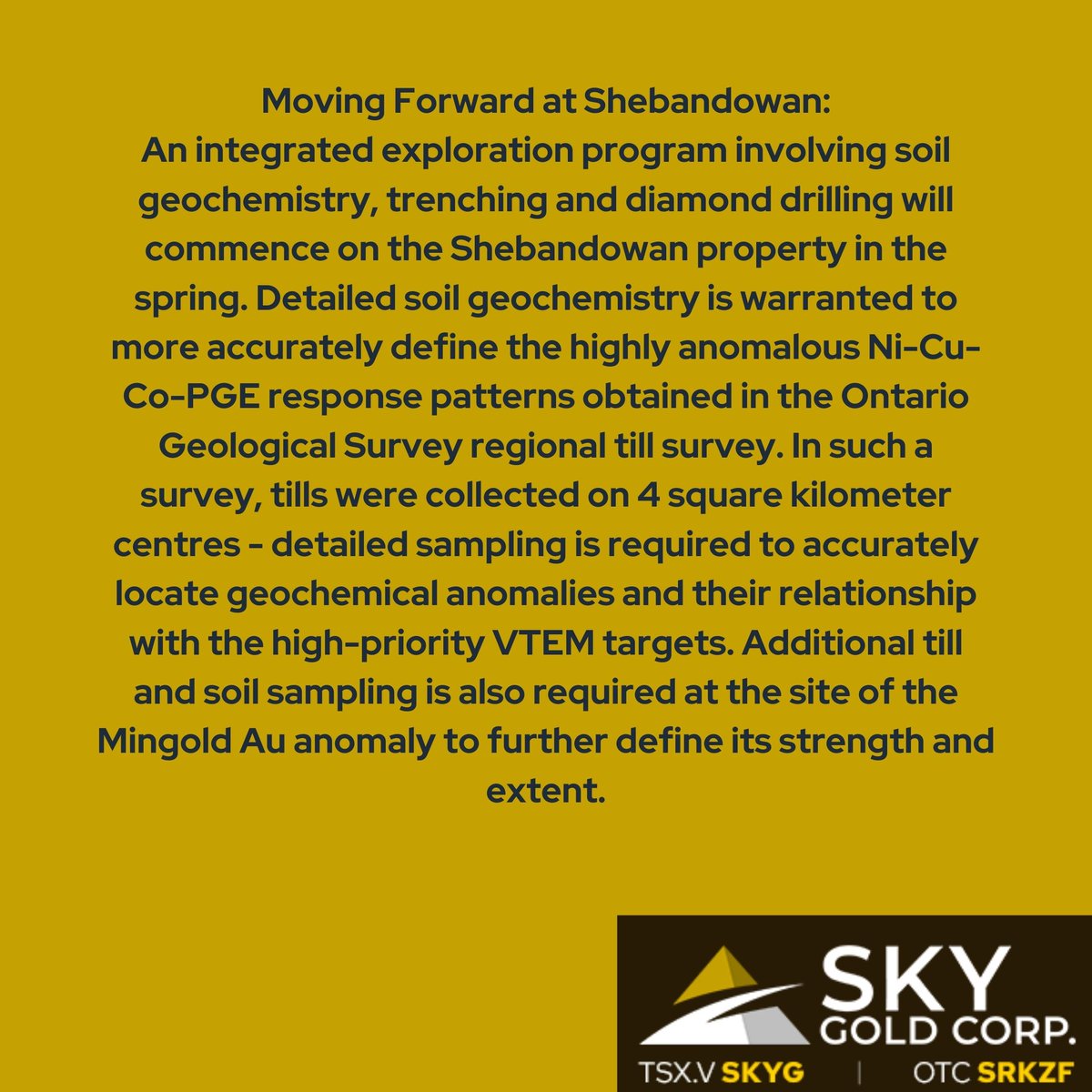 SKY GOLD CORP. DEFINES MULTIPLE HIGH-QUALITY TARGETS ON ITS SHEBANDOWAN NI-CU-CO-PGE PROPERTY IN NORTHWESTERN ONTARIO / Part 2www.skygoldcorp.com/latest