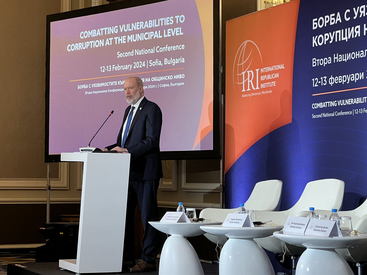 traicova's tweet photo. Great to reconvene with @PaulMcCarthy and @SofiaPetkova in Bulgaria at the @IRIglobal Second National Conference on Combatting Vulnerabilities to Corruption at the Municipal Level. We stand united in our efforts to promote #local #transparency #accountability and #integrity https://t.co/PoOl4VcrJS