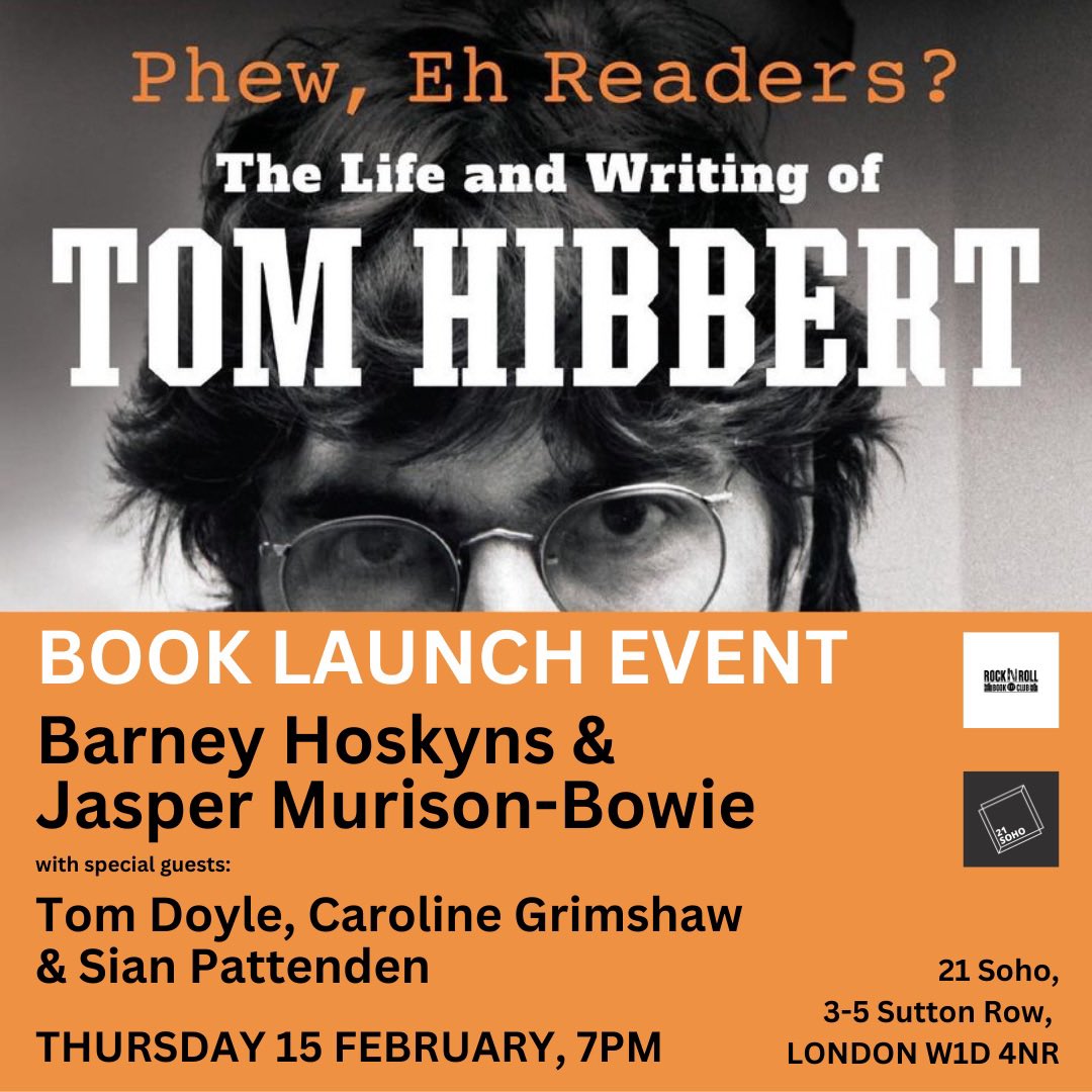 Rock'n'Rollbookclub 📚 (@e17rnr_books) on Twitter photo This will be coolsville. Join <a href="/BarneyHoskyns/">Barney Hoskyns</a> <a href="/JasperBowie/">Jasper Murison-Bowie</a> <a href="/Tom_Doyle_/">Tom Doyle</a> <a href="/carogrimshaw/">caroline grimshaw</a> & <a href="/sian_superman/">siân pattenden</a> at <a href="/21Soho/">21Soho</a> to celebrate the life and writing of Tom Hibbert THIS THURSDAY
Tix: tinyurl.com/PhewSoho #PhewEhReaders <a href="/SmashHits1980s/">Smash Hits 1980s</a> <a href="/SmashHits_/">Smash Hits</a> This will be coolsville. Join <a href="/BarneyHoskyns/">Barney Hoskyns</a> <a href="/JasperBowie/">Jasper Murison-Bowie</a> <a href="/Tom_Doyle_/">Tom Doyle</a> <a href="/carogrimshaw/">caroline grimshaw</a> & <a href="/sian_superman/">siân pattenden</a> at <a href="/21Soho/">21Soho</a> to celebrate the life and writing of Tom Hibbert THIS THURSDAY
Tix: tinyurl.com/PhewSoho #PhewEhReaders <a href="/SmashHits1980s/">Smash Hits 1980s</a> <a href="/SmashHits_/">Smash Hits</a>