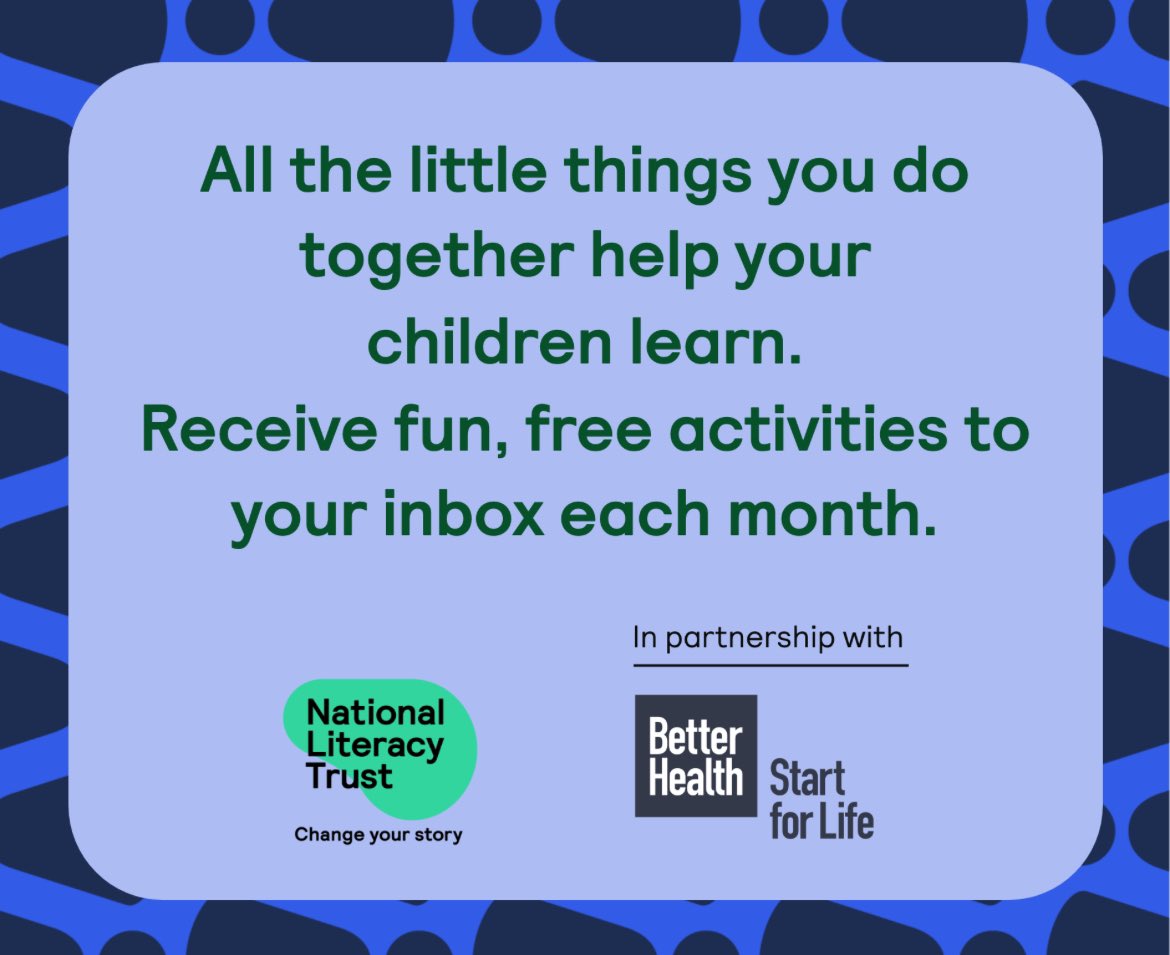 Sign up for the @Literacy_Trust’s early years newsletter for fun, free activities to help you enjoy #LittleMomentsTogether with your 0-5’s. Each one will help them learn new words and develop their communication skills! Visit: wordsforlife.org.uk/newsletter