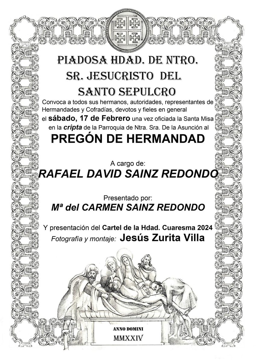 Recordatorio | Pregón SANTO SEPULCRO