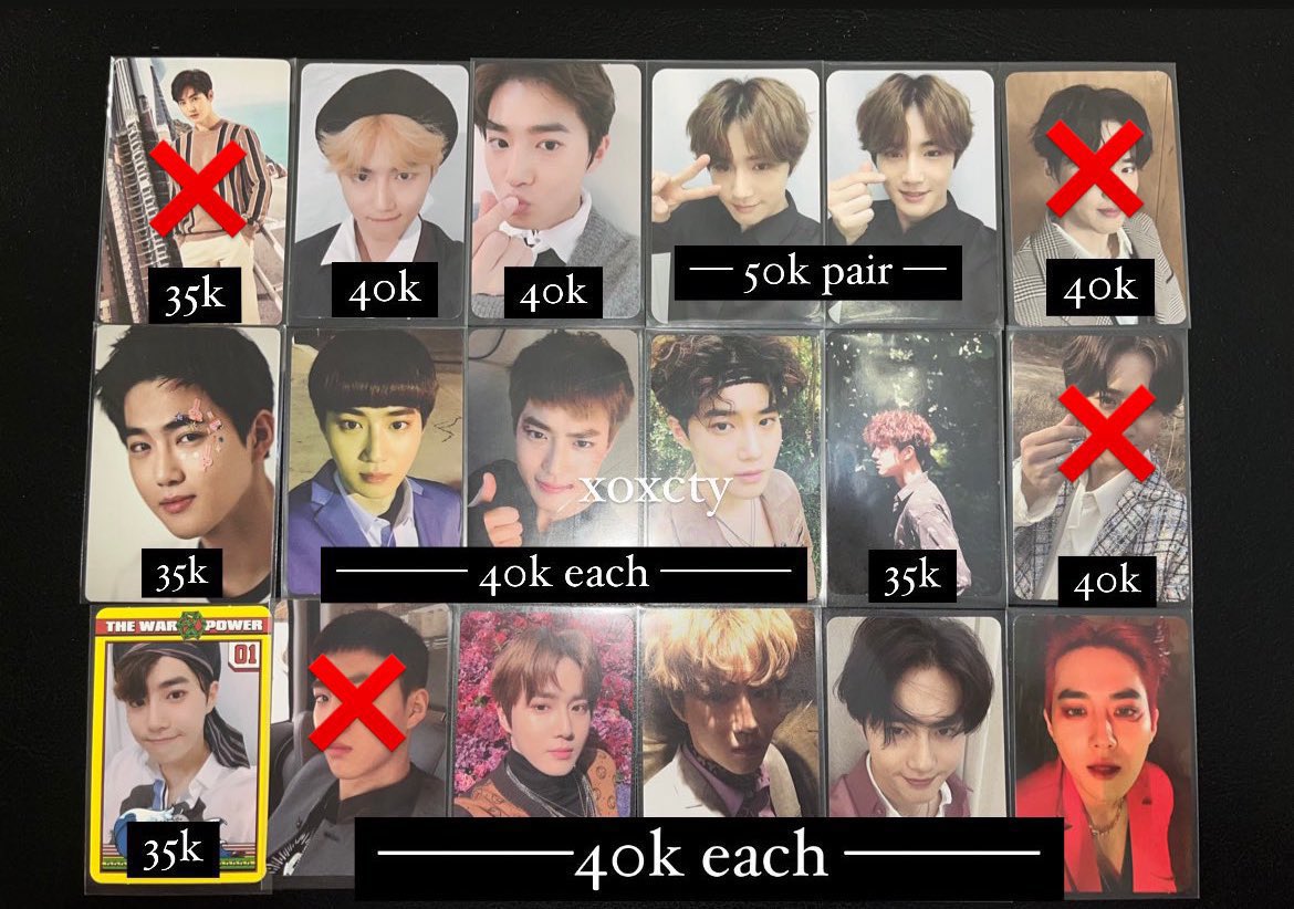 xoxcty's tweet photo. wts (want to sale)❕
photocard suho exo 
bole nego🤏🏻 take all harga harga lebih murah + freebies album only🪷🫧
all good condi🙆🏻‍♀️
dom bandar lampung 

tags. wtb photocard pc junmyeon 2016sg, 2017sg, self portrait archive1 archive2 ver, tempo moderato ver, kokobop p ver, sfy https://t.co/XTG0d4mEjw