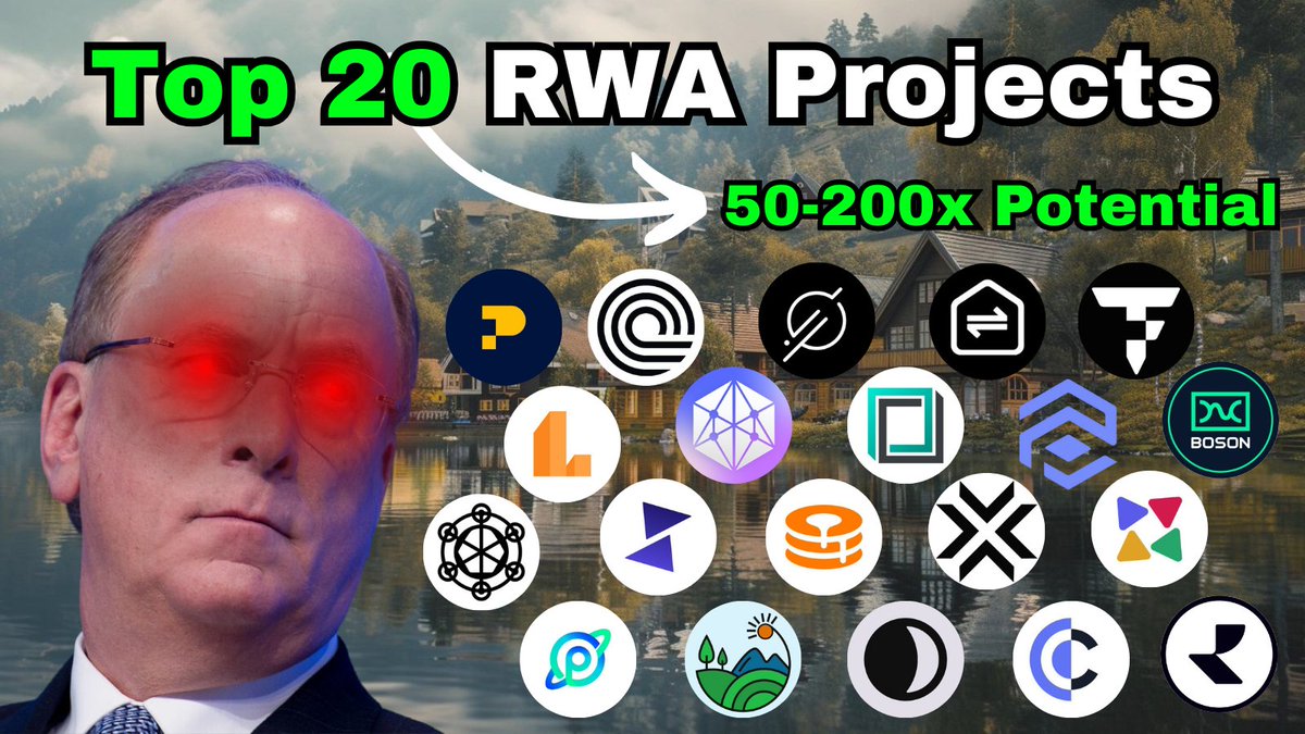 The RWA sector is estimated to reach $16 Trillion by 2030! Many RWA coins can easily 50-200x this bull market🤯 Here are 20 promising RWA projects we have on our radar:👇